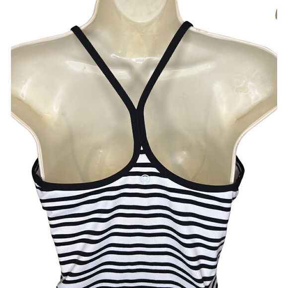 Lululemon Twin Stripe Black & white Power Y Tank Size 6 - Picture 4 of 6